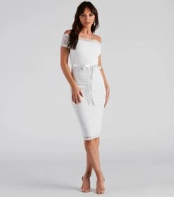 Windsor. Paige Formal Off-The-Shoulder Scalloped Lace Dress | Shop Top Deals