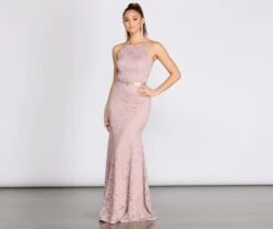 Windsor. Rosella Lace Scallop Rhinestone Ribbon Belt Mermaid Dress | Shop Top Deals