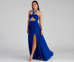 Windsor. Sonia Formal Halter Cutout Chiffon Long Dress | Shop Top Deals