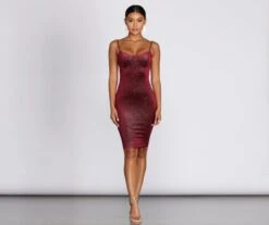 Windsor. Sweetheart Velvet Glitter Midi Dress | Shop Top Deals