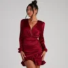 Windsor. Ruffle Romance Satin Mini Dress | Shop Top Deals