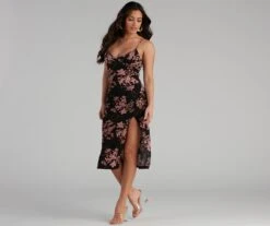 Windsor. Cherry Blossom Slit Midi Dress | Shop Top Deals