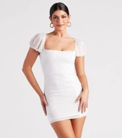 Windsor. Charming Vibes Lace Puff Sleeve Mini Dress | Shop Top Deals