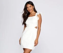 Windsor. Effortless Beauty Eyelet Mini Dress | Shop Top Deals