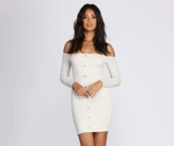 Windsor. Buttoned Beauty Ribbed Mini Dress | Shop Top Deals
