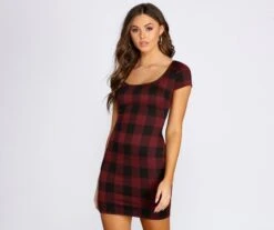 Windsor. Clad In Plaid Scoop Neck Mini Dress | Shop Top Deals