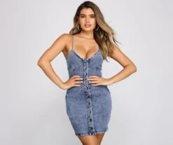 Windsor. Denim Days Button Up Mini Dress | Shop Top Deals