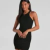 Windsor. Ribbed Knit Crew Neck Bodycon Mini Dress | Shop Top Deals
