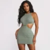 Windsor. Sleeveless Cut Out O-Ring Ribbed Mini Dress | Shop Top Deals