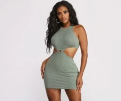 Windsor. Sleeveless Cut Out O-Ring Ribbed Mini Dress | Shop Top Deals