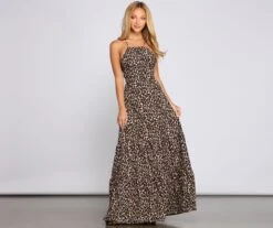 Windsor. Fiercely Stylish Lace-Up Leopard Maxi Dress | Shop Top Deals
