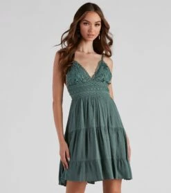Windsor. Let It Flow Crochet V-Neck Skater Dress | Shop Top Deals
