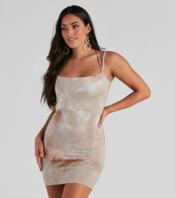 Windsor. Trendy Neutral Tie-Dye Mini Dress | Shop Top Deals