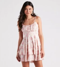 Windsor. Sweet And Cute Floral Ruffle Short Dress | Shop Top Deals
