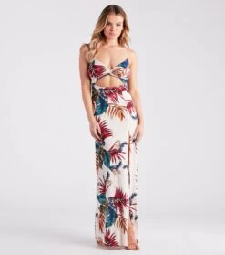 Windsor. Vacation Awaits Tropical Print Cutout Maxi Dress | Shop Top Deals