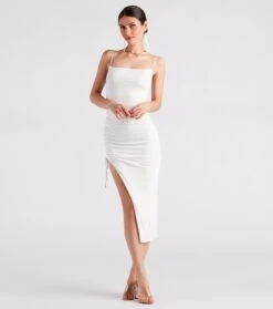 Windsor. Favorite Pick Ruched Slit Midi Dress | Shop Top Deals