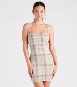 Windsor. Perfect Match Plaid Lace-Up Mini Dress | Shop Top Deals