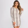 Windsor. Snake Print Waffle Knit Mini Dress | Shop Top Deals