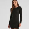 Windsor. Basic Must-Have Ribbed Knit Mini Dress | Shop Top Deals