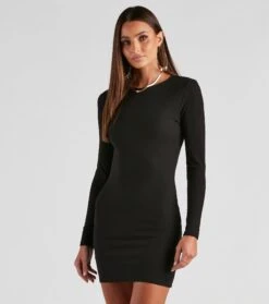 Windsor. Basic Must-Have Ribbed Knit Mini Dress | Shop Top Deals