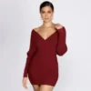 Windsor. Ribbed Knit Surplice Mini Dress | Shop Top Deals