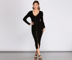 Windsor. Button Down Knit Midi Dress | Shop Top Deals
