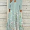Women's Two Piece Dress Set Casual Dress Tank Dress Outdoor Daily Fashion Streetwear Pocket Print Maxi Dress V Neck Sleeveless Floral Regular Fit Green Summer Spring S M L XL XXL