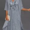 Women's Two Piece Dress Set Casual Dress Print Dress Outdoor Daily Fashion Streetwear Knot Front Print Midi Dress V Neck Half Sleeve Floral Regular Fit Gray Summer Spring S M L XL XXL -HANA Luxury Wear Shop abxbhj1683525372184