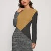 Women's Sweater Dress Jumper Dress Casual Dress Midi Dress Warm Color Block Outdoor Daily Holiday Vacation Round Neck Long Sleeve 2023 Regular Fit Blue Khaki XS S M L XL XXL 3XL One Size