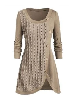 Women's Sweater Dress Winter Dress Jumper Dress Mini Dress Patchwork Button Street Daily Holiday Fashion Modern Crew Neck Long Sleeve 2023 Loose Fit Pink Wine Purple Color L XL XXL 3XL 4XL Size -HANA Luxury Wear Shop aeleok1692358247186