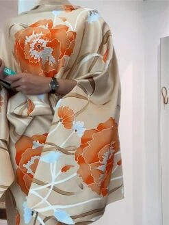 Women's Two Piece Dress Set Casual Dress Skirt Set Outdoor Date Fashion Streetwear Print Long Dress Maxi Dress Stand Collar Long Sleeve Floral Regular Fit Beige Fall S M L XL XXL -HANA Luxury Wear Shop ahjxiz1693278141382