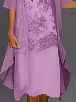 Women's Two Piece Dress Set Casual Dress Print Dress Outdoor Daily Casual Mature Mesh Print Midi Dress Crew Neck Half Sleeve Floral Regular Fit Purple Summer Spring S M L XL XXL -HANA Luxury Wear Shop amcxtx1675414025772