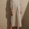 Women's Casual Dress Cotton Linen Dress Shift Dress Maxi Long Dress Linen / Cotton Blend Daily Casual Daily Outdoor Daily Date Crew Neck Button Long Sleeve Spring Fall Winter 2023 Loose Fit Khaki -HANA Luxury Wear Shop asrvxo1692961040529