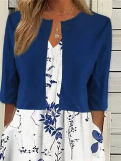 Women's Two Piece Dress Set Casual Dress Print Dress Daily Vacation Fashion Elegant Pocket Print Midi Dress Crew Neck Half Sleeve Floral Regular Fit Black Navy Blue Green Summer Spring S M L XL XXL -HANA Luxury Wear Shop axzyyu1681871439896