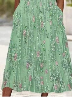 Women's Two Piece Dress Set Casual Dress Print Dress Outdoor Daily Fashion Streetwear Print Midi Dress V Neck Half Sleeve Floral Regular Fit Green Summer Spring S M L XL XXL -HANA Luxury Wear Shop babnau1684479953095