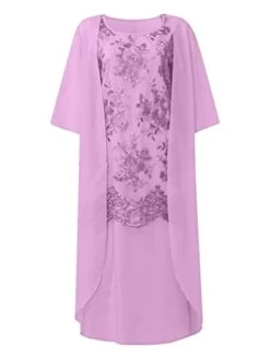 Women's Two Piece Dress Set Casual Dress Print Dress Outdoor Daily Casual Mature Mesh Print Midi Dress Crew Neck Half Sleeve Floral Regular Fit Purple Summer Spring S M L XL XXL -HANA Luxury Wear Shop bcdjny1675414026459