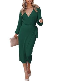 Women's Sweater Dress Jumper Dress Casual Dress Midi Dress Warm Pure Color Outdoor Casual Daily Going Out V Neck Long Sleeve Lace Up 2023 Slim Black White Green S M L XL XXL 3XL -HANA Luxury Wear Shop bchghs1695030483303