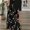 Women's Dress Set Two Piece Dress Church Dress Midi Dress Black Half Sleeve Polka Dot Ruched Summer Spring Crew Neck Casual 2023 S M L XL XXL 3XL -HANA Luxury Wear Shop bdcxod1649994373426