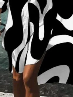 Women's Shirt Dress Casual Dress Shift Dress Midi Dress Daily Vacation Going Out Polyester Classic Casual Shirt Collar Rolled Cuff High Low Dress Long Sleeve Summer Spring Fall 2023 Loose Fit Black -HANA Luxury Wear Shop bgvitw1658223133457