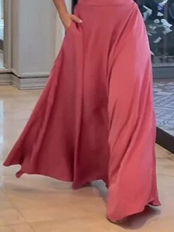 Women's Two Piece Dress Set Casual Dress Skirt Set Outdoor Date Fashion Streetwear Pocket Long Dress Maxi Dress One Shoulder Half Sleeve Plain Regular Fit Pink Summer Spring S M L XL XXL -HANA Luxury Wear Shop bkirtl1691129123779