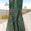 Women's Two Piece Dress Set Casual Dress Floral Dress Outdoor Daily Fashion Streetwear Pocket Print Midi Dress V Neck Half Sleeve Floral Regular Fit Green Summer Spring S M L XL XXL