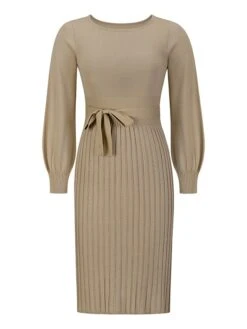 Women‘s Sweater Dress Winter Dress Bodycon Knee Length Dress Black Dark Green Khaki Long Sleeve Pure Color Lace Up Fall Winter Autumn Crew Neck Elegant Winter Dress Fall Dress 2023 S M L XL XXL -HANA Luxury Wear Shop brsmvy1657786353763