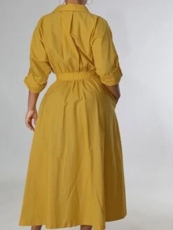 Women's Casual Dress Swing Dress Long Dress Maxi Dress Blue Yellow Orange Long Sleeve Pure Color Pocket Winter Fall Autumn Shirt Collar Winter Dress Weekend Fall Dress Loose Fit 2023 S M L XL XXL -HANA Luxury Wear Shop bssbjw1656671616045