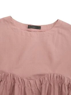 Women's Casual Dress Cotton Linen Dress Swing Dress Long Dress Maxi Dress Black Pink Green Short Sleeve Pure Color Ruched Spring Fall Autumn Crew Neck Elegant Vacation Loose Fit 2022 S M L XL XXL 3XL -HANA Luxury Wear Shop btgyet1629970909988