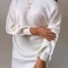 Women‘s Sweater Dress Winter Dress Black Wine Khaki White Long Sleeve Backless Winter Fall Off Shoulder Hot Casual Fit S M L XL Cotton