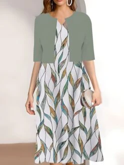 Women's Two Piece Dress Set Casual Dress Print Dress Outdoor Daily Fashion Elegant Print Midi Dress V Neck Half Sleeve Floral Print Regular Fit Pink Navy Blue Sky Blue Summer Spring S M L XL XXL