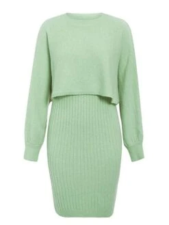 Women's Two Piece Dress Set Casual Dress Skirt Set Daily Going Out Fashion Streetwear Print Mini Dress Crew Neck Long Sleeve Plain Regular Fit Black Yellow Light Green Fall Winter M -HANA Luxury Wear Shop bzixpd1693295679645