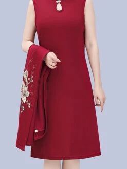 Women's Two Piece Dress Set Print Dress Outdoor Vacation Casual Print Midi Dress Stand Collar Long Sleeve Floral Loose Fit Pink Wine Blue Fall Winter XL XXL XXXL 4XL 5XL -HANA Luxury Wear Shop ccmlpd1675853170303