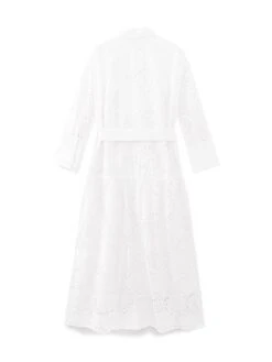 Women's Shirt Dress Casual Dress Midi Dress Outdoor Daily Vacation Cotton Fashion Modern Shirt Collar Lace Up Button Long Sleeve Fall Winter 2023 Regular Fit White Pure Color XS S M L -HANA Luxury Wear Shop ceniji1695644909055