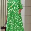 Women's Shirt Dress Casual Dress Shift Dress Midi Dress Outdoor Daily Going Out Polyester Fashion Casual Shirt Collar Pocket Print Long Sleeve Spring 2023 Loose Fit Green Graphic Plaid Polka Dot S M